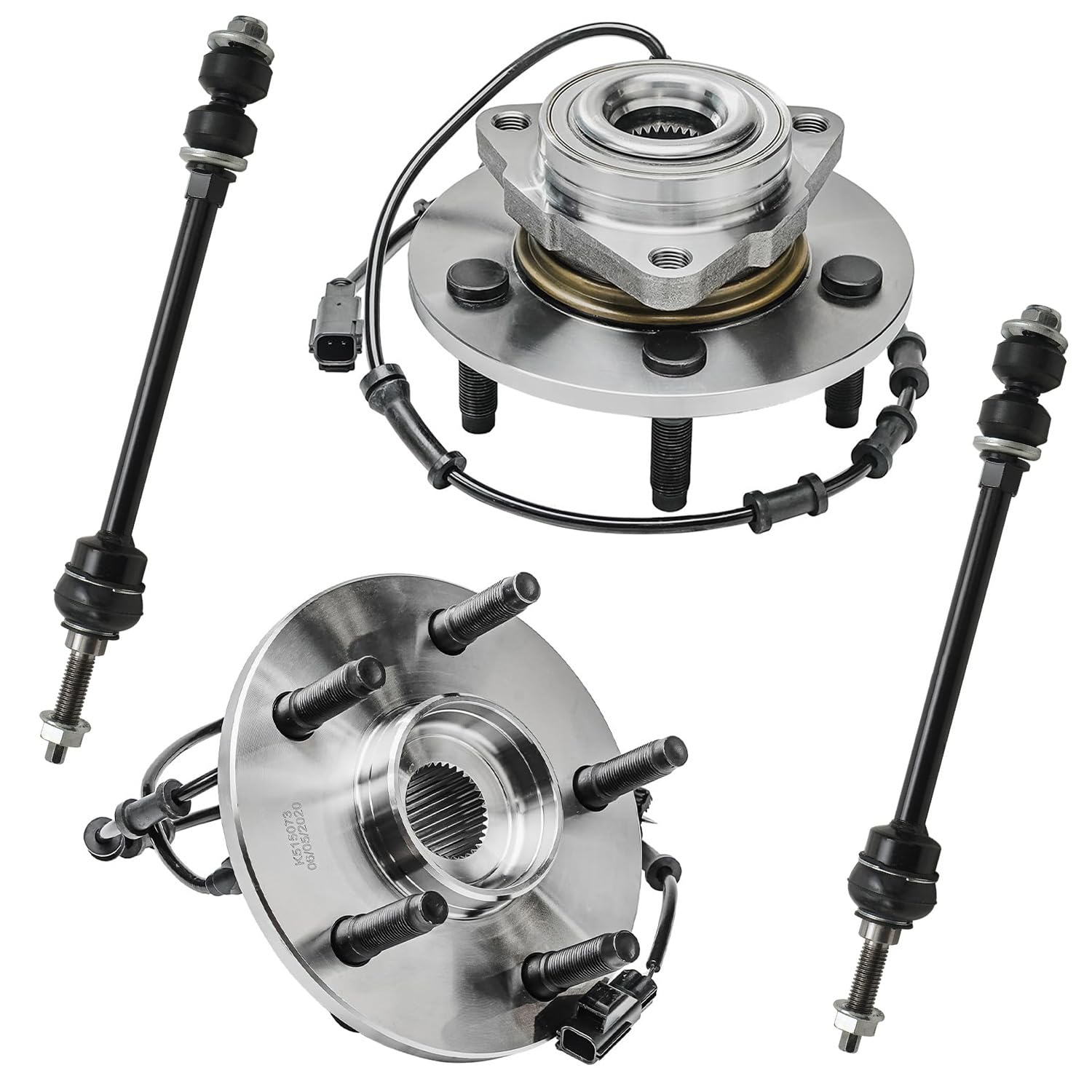 4pc Front Wheel Hub and Bearings Sway Bar Links Suspension Kit