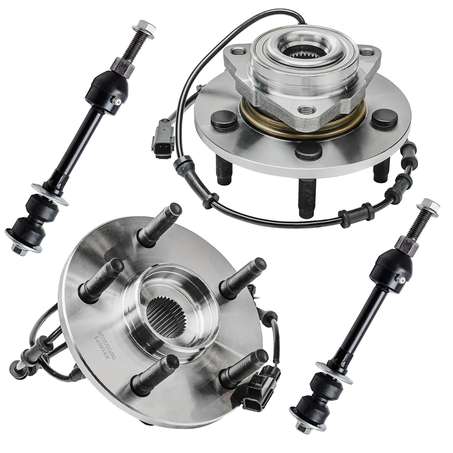 4pc Front Wheel Hub and Bearings Sway Bar Links Suspension Kit