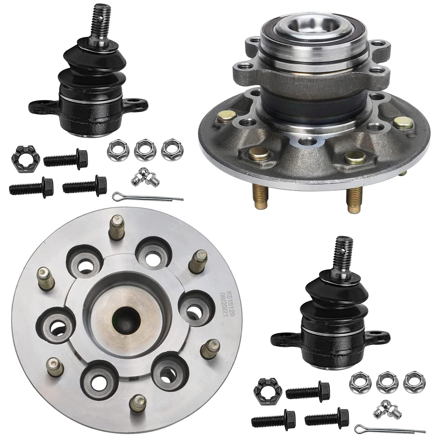 4pc Front Wheel Hub and Bearings Upper Ball Joints Suspension Kit