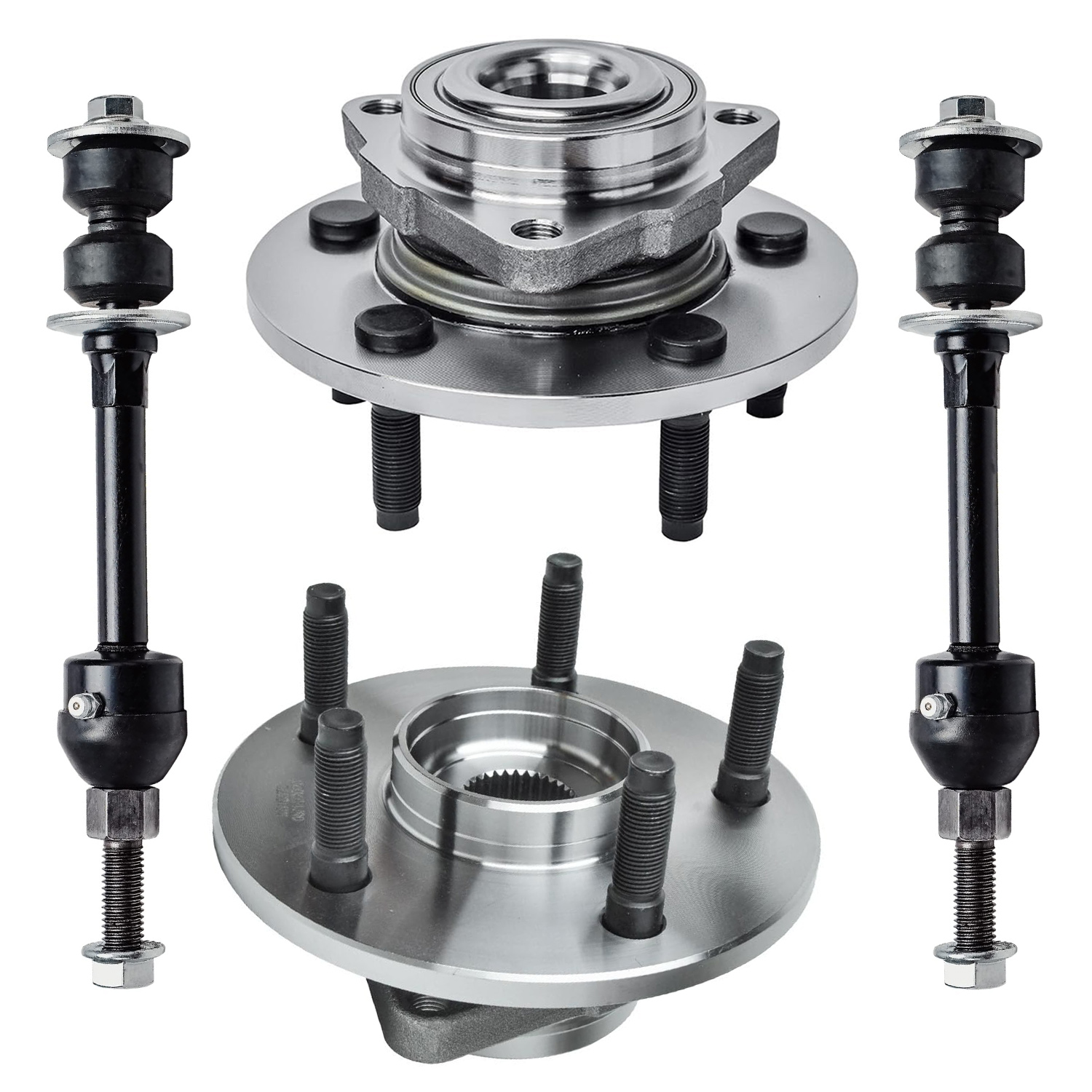 4pc Front Wheel Hub and Bearings Sway Bar Links Suspension Kit