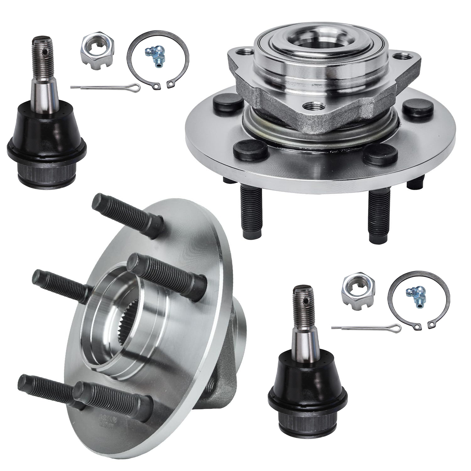 4pc Front Wheel Hub and Bearings Lower Ball Joints Suspension Kit