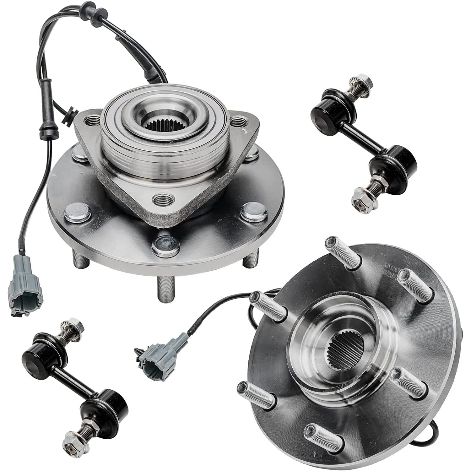 4pc Front Wheel Hub and Bearings Sway Bar Links Suspension Kit