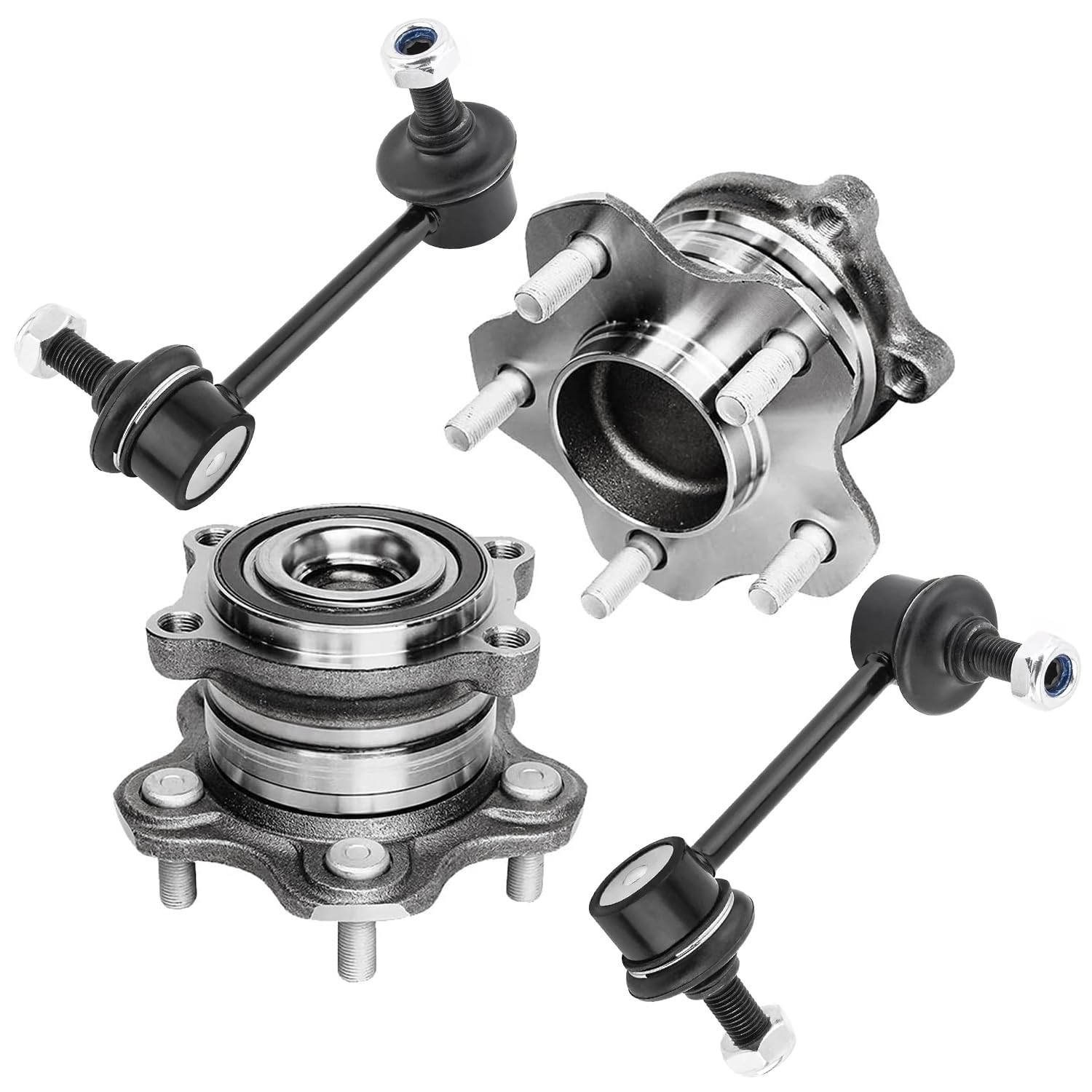 4pc Rear Wheel Hub and Bearings Sway Bar Links Suspension Kit