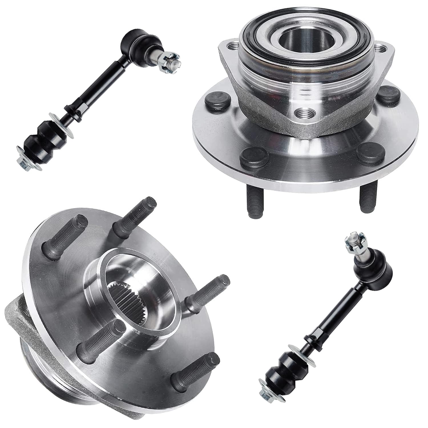 4pc Front Wheel Hub and Bearings Sway Bar Links Suspension Kit