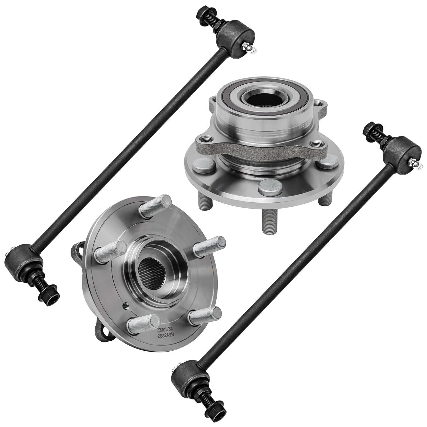 4pc Front Wheel Hub and Bearings Sway Bar Links Kit