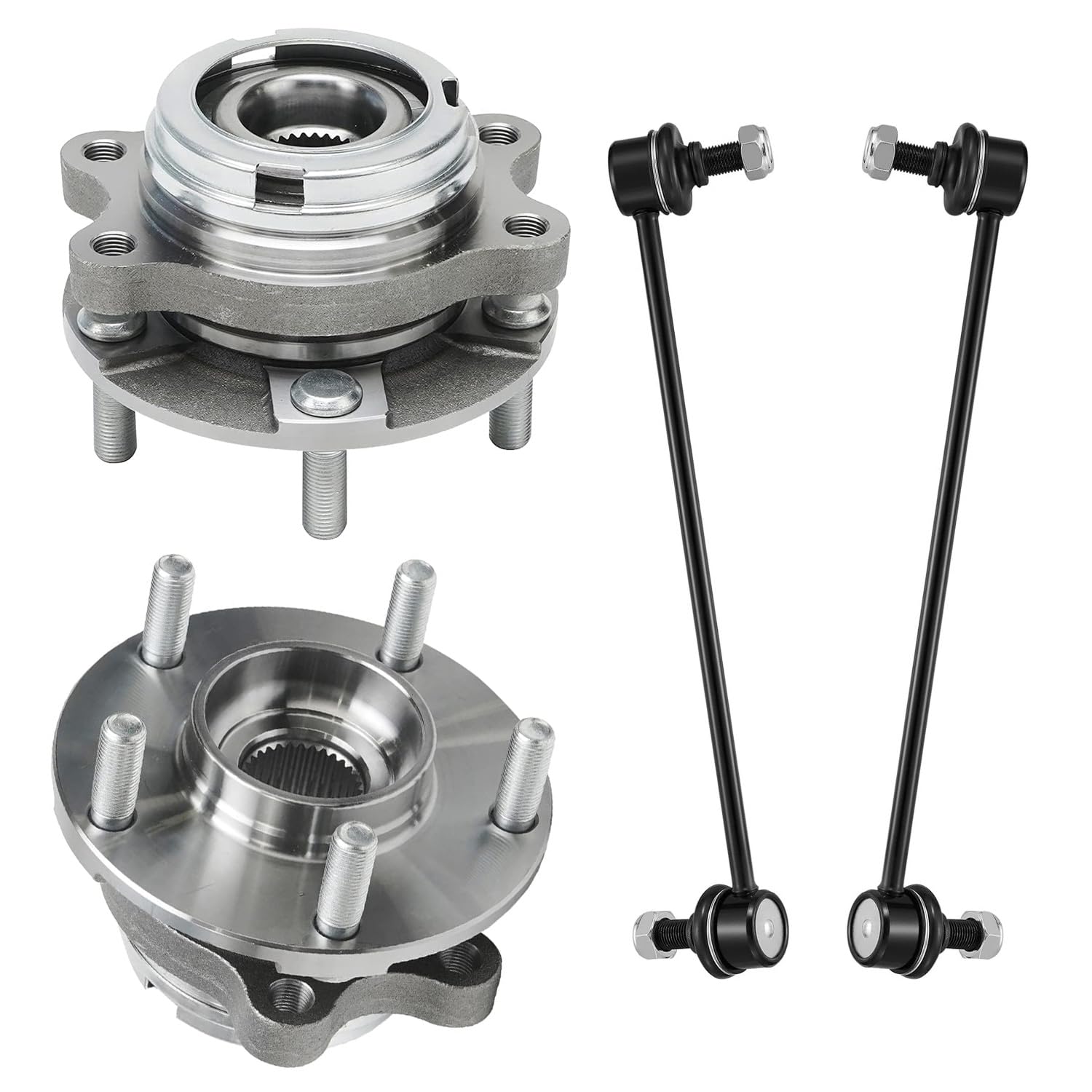 4pc Front Wheel Hub and Bearings Sway Bar Links Suspension Kit