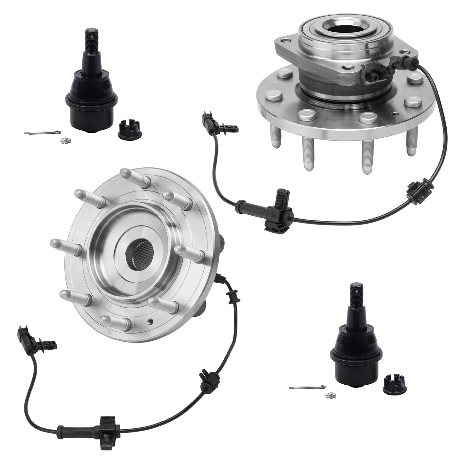 4pc Front Wheel Hub and Bearings Lower Ball Joints Suspension Kit