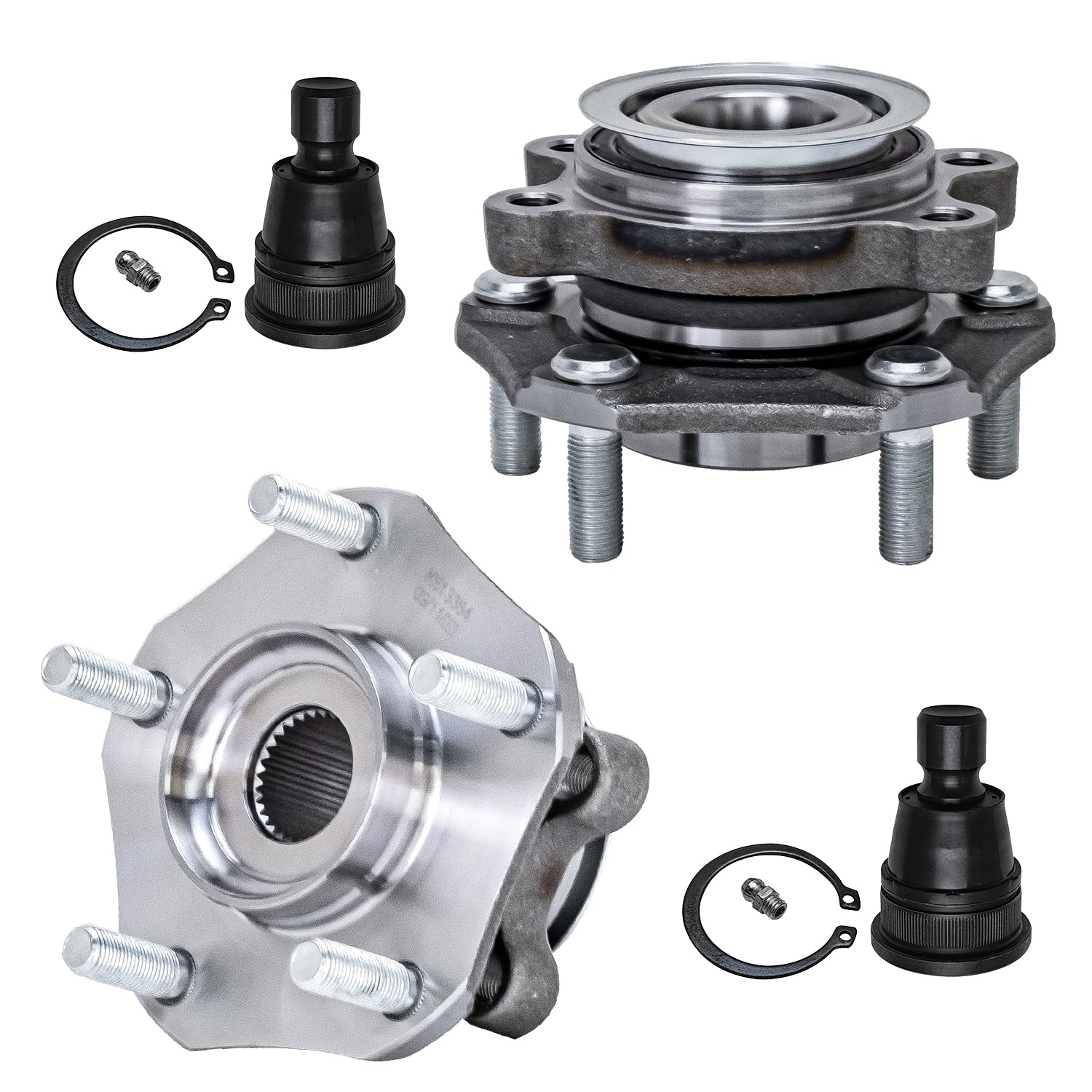4pc Front Wheel Hub and Bearings Lower Ball Joints Suspension Kit