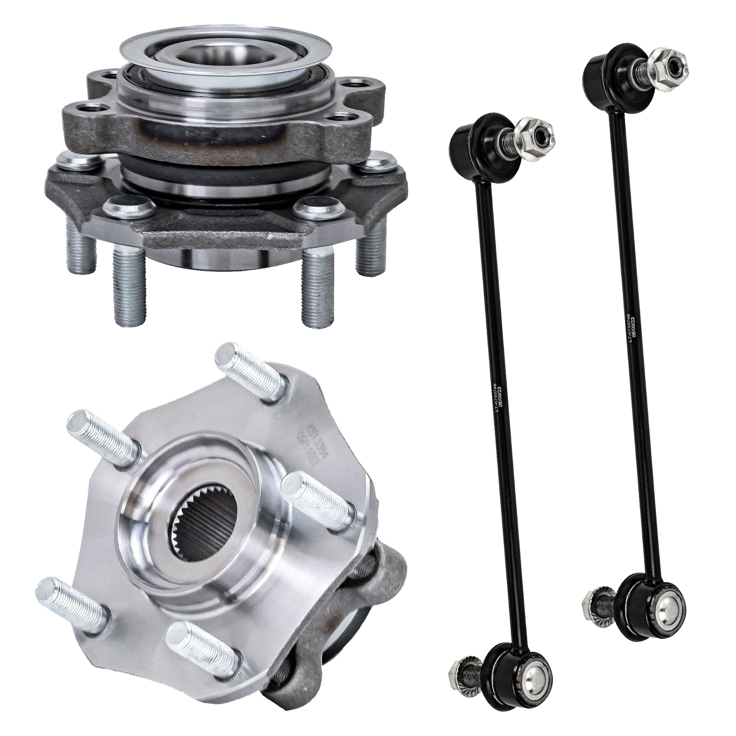 4pc Front Wheel Hub and Bearings Sway Bar Links Suspension Kit