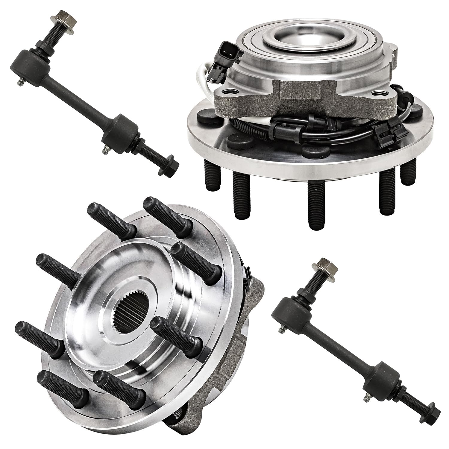 4pc Front Wheel Hub and Bearings Sway Bar Links Suspension Kit
