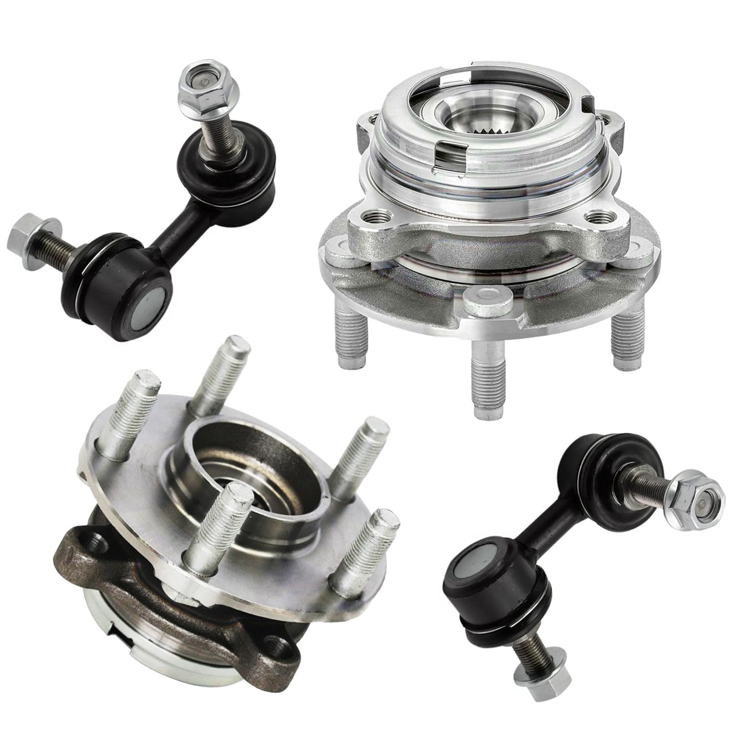 4pc Front Wheel Hub and Bearings Sway Bar Links Suspension Kit