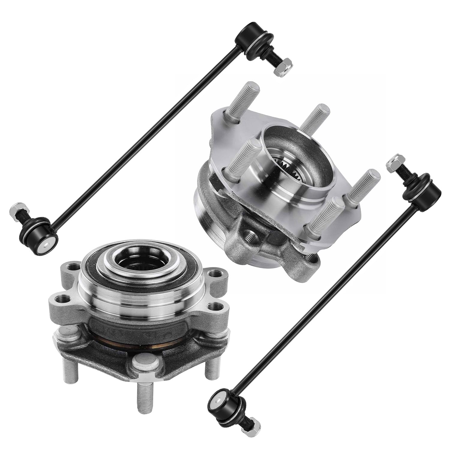 4pc Front Wheel Hub and Bearings Sway Bar Links Suspension Kit