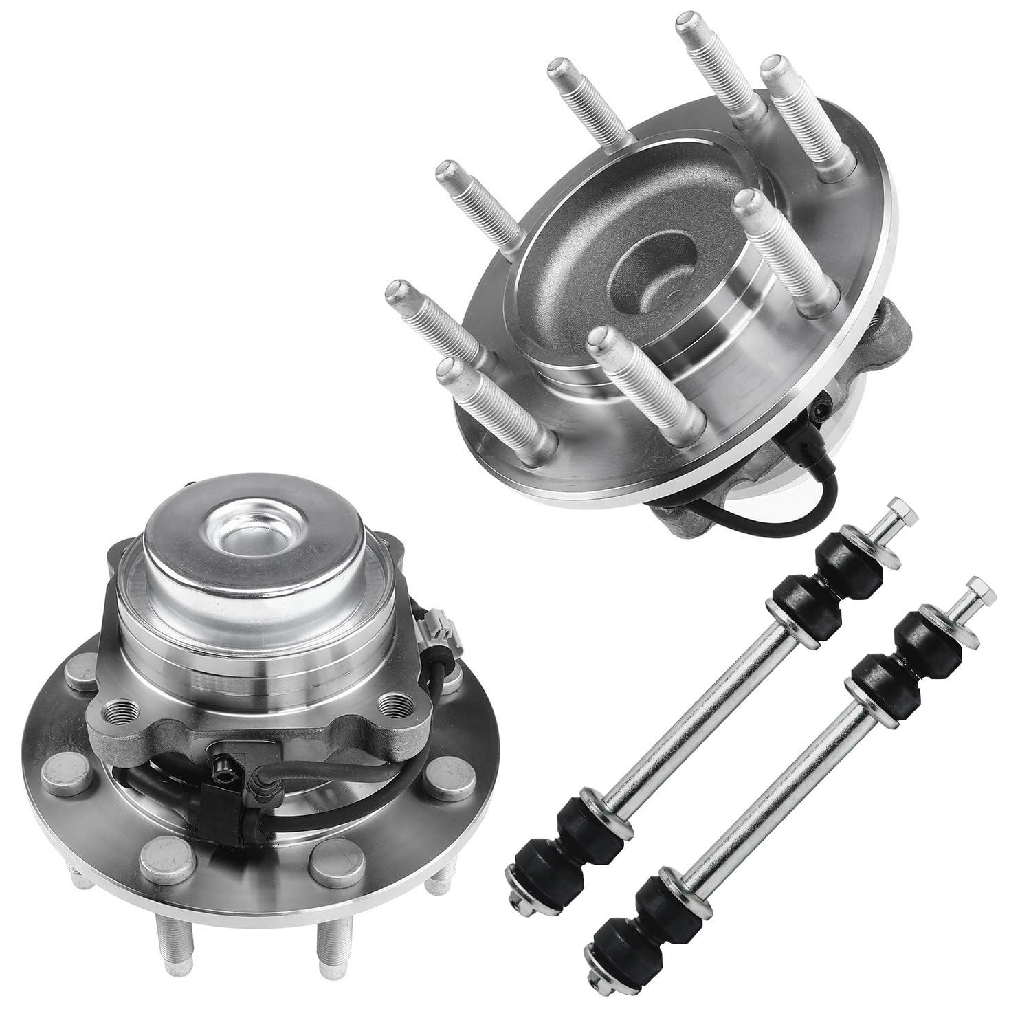 4pc Front Wheel Hub and Bearings Sway Bar Links Suspension Kit