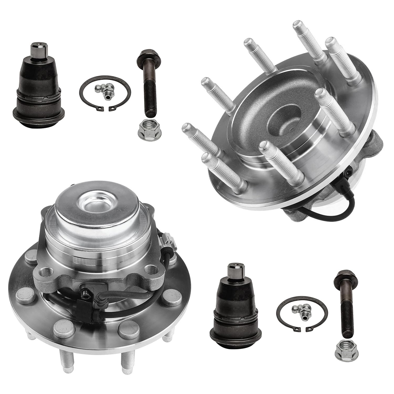 4pc Front Wheel Hub and Bearings Upper Ball Joints Suspension Kit