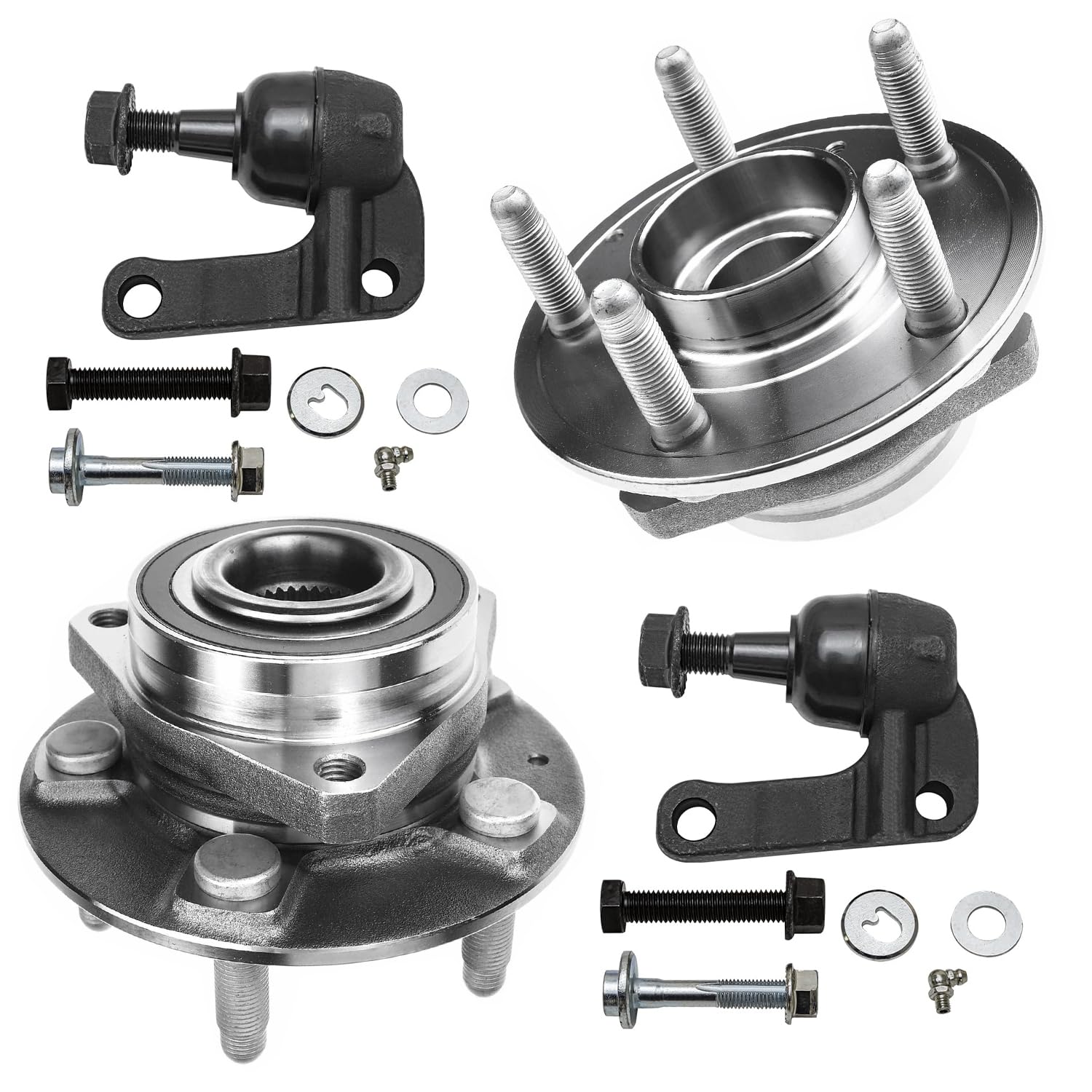 4pc Front Wheel Hub and Bearings Upper Ball Joints Suspension Kit