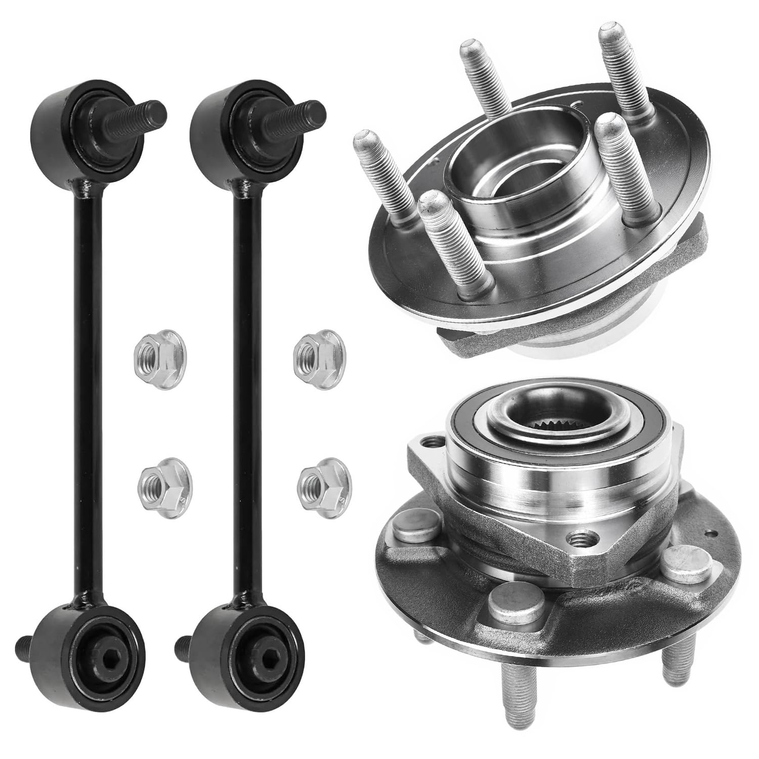 4pc Rear Wheel Hub and Bearings Sway Bar Links Suspension Kit