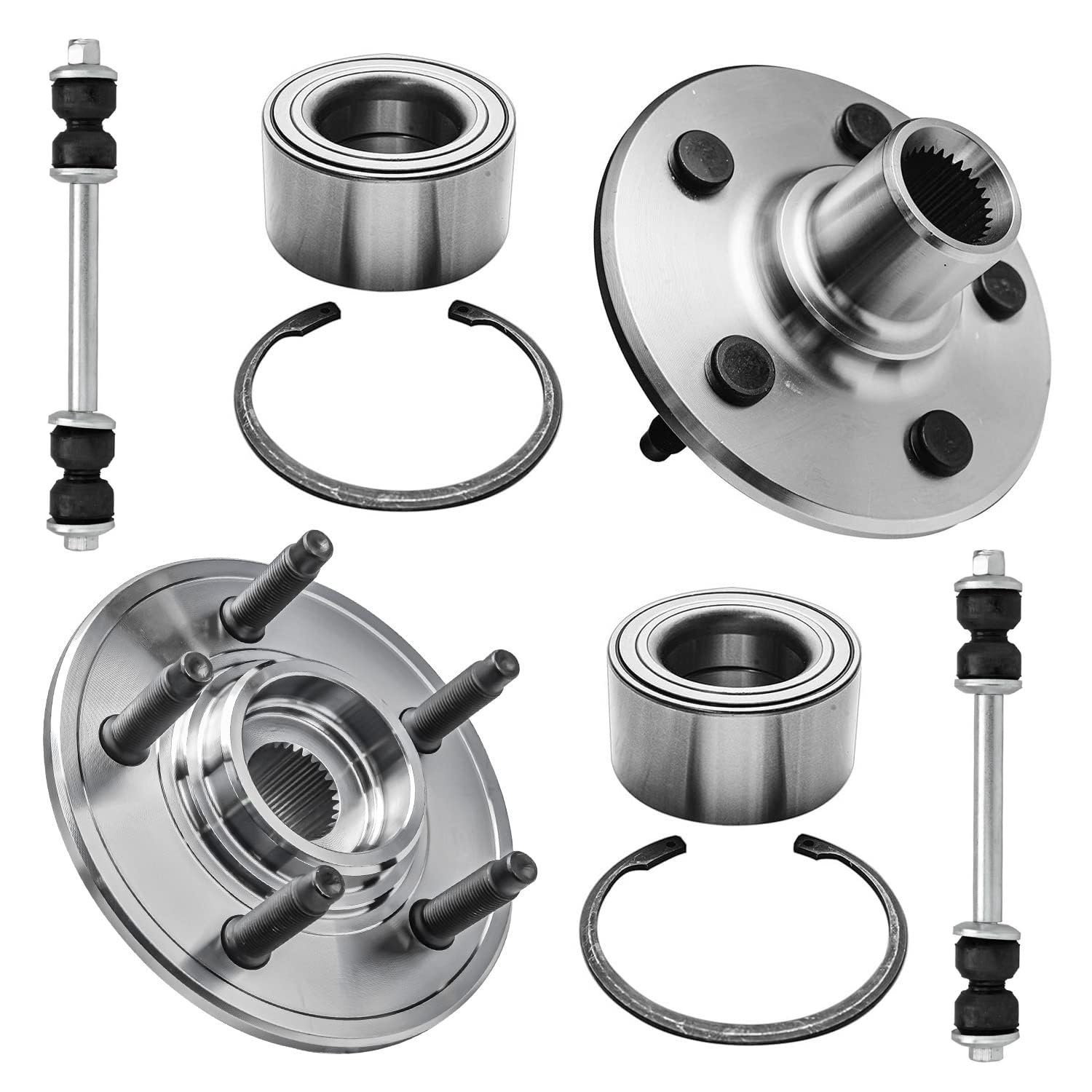 4pc Rear Wheel Hub and Bearings Sway Bar Links Suspension Kit