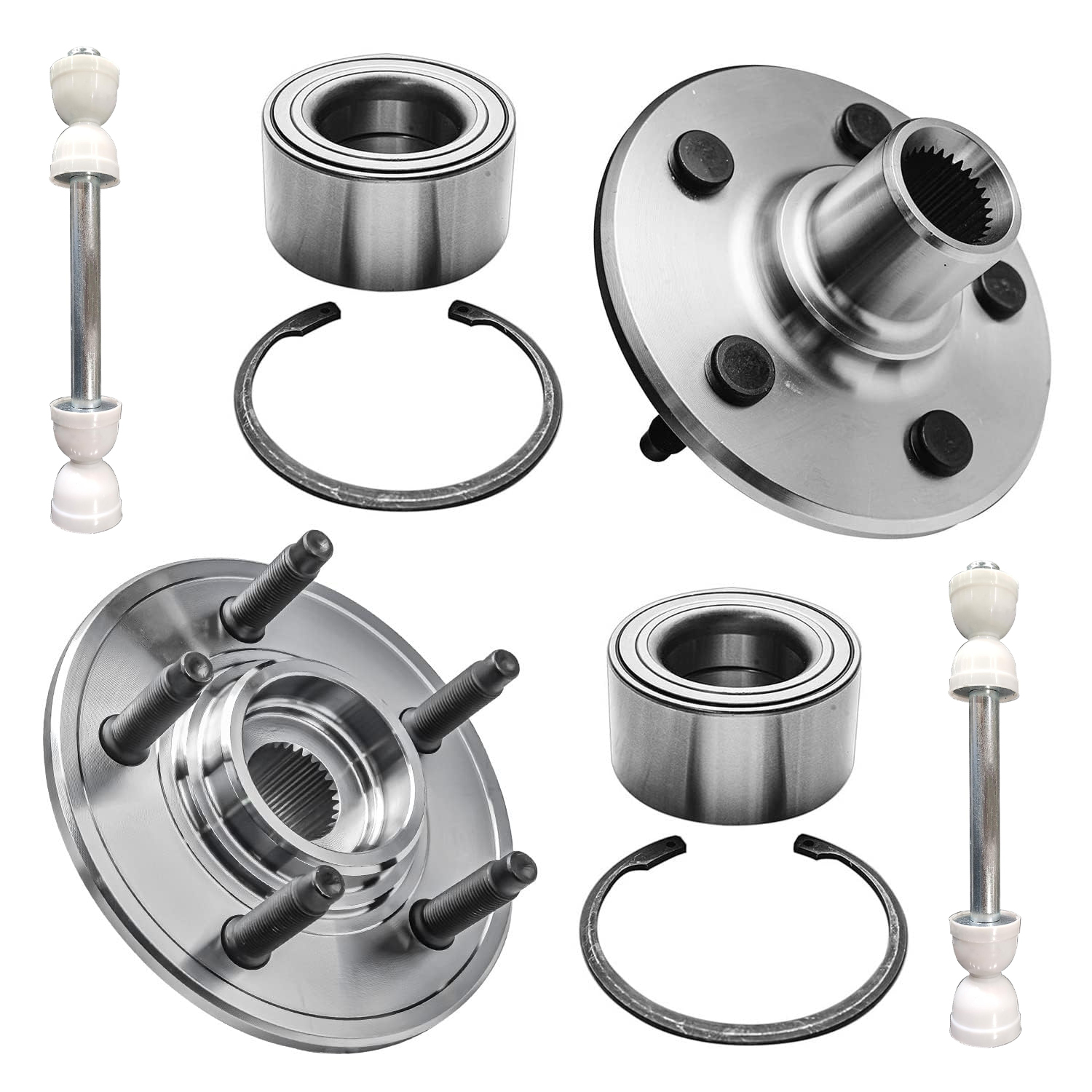 4pc Rear Wheel Hub and Bearings Sway Bar Links Suspension Kit