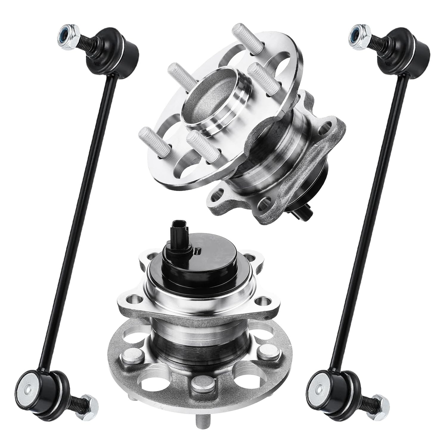 4pc Rear Wheel Hub and Bearings Sway Bar Links Suspension Kit
