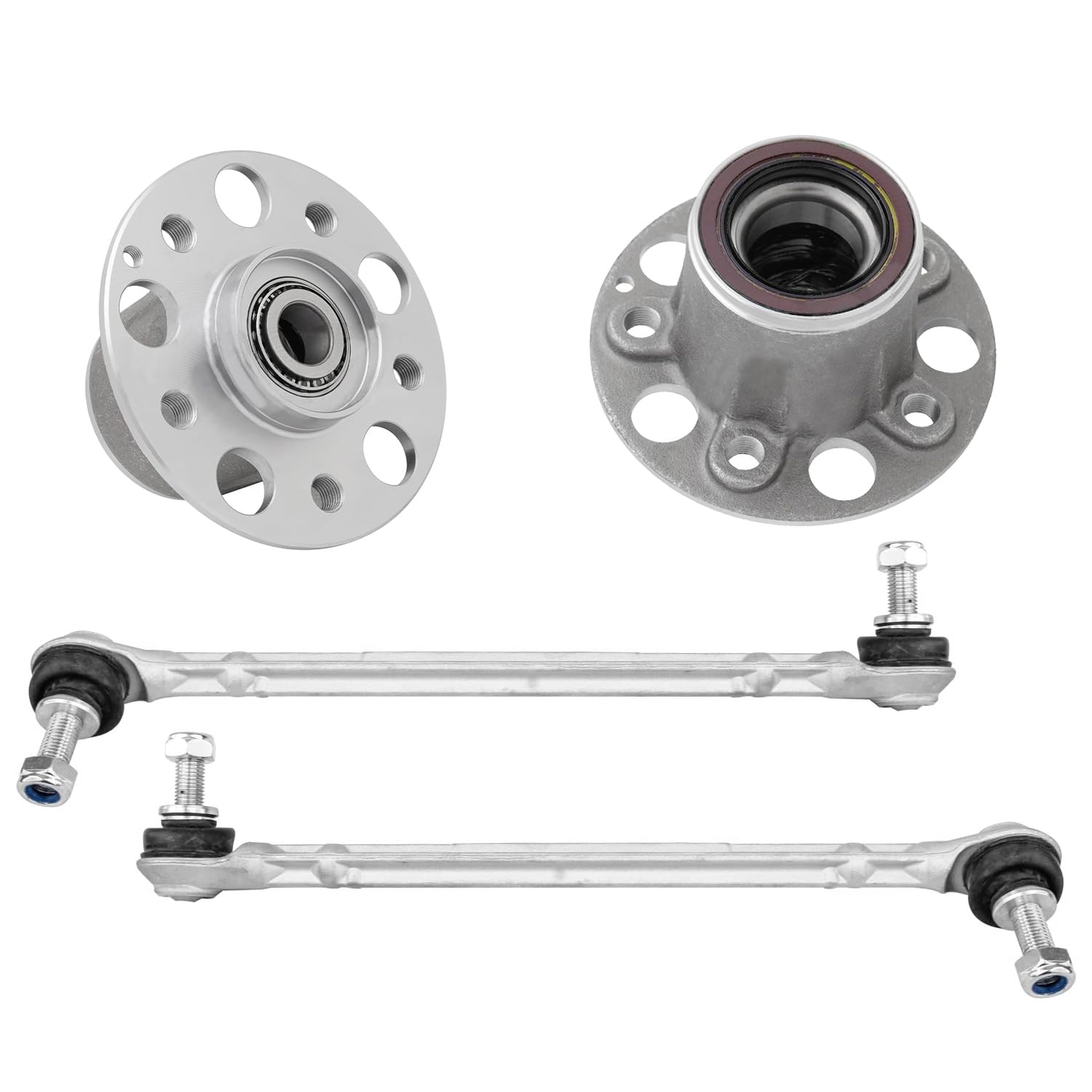 4pc Front Wheel Hub and Bearings Sway Bar Links Suspension Kit