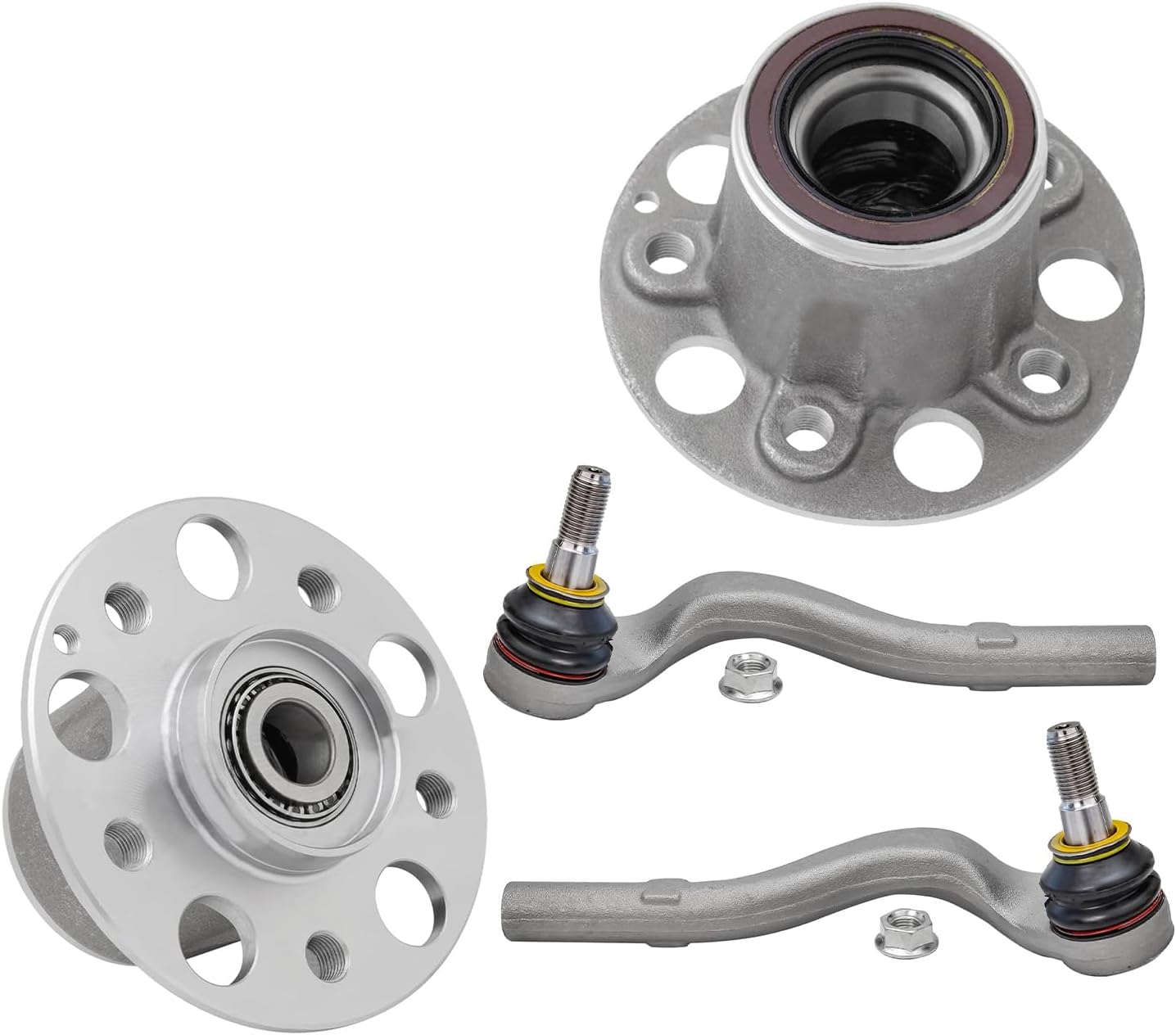 4pc Front Wheel Hub and Bearings Outer Tie Rods Suspension Kit
