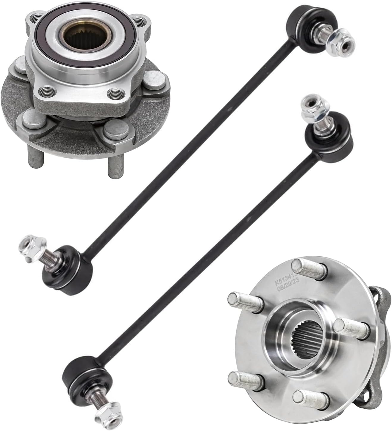 4pc Front Wheel Hub and Bearings Sway Bar Links Suspension Kit