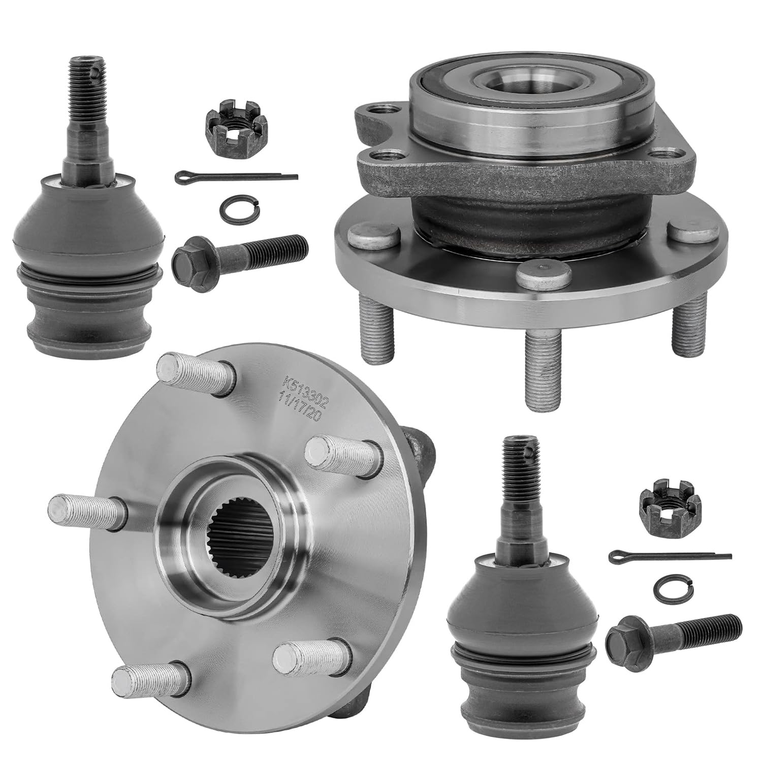 4pc Front Wheel Hub and Bearings Lower Ball Joints Suspension Kit