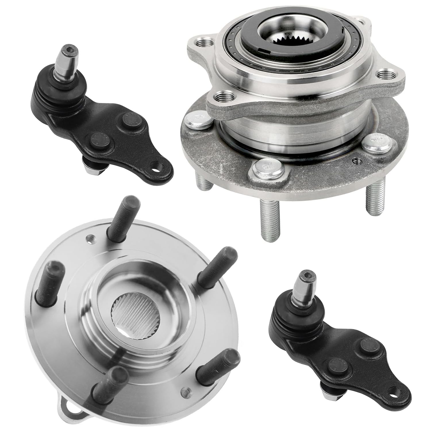 4pc Front Wheel Hub and Bearings Lower Ball Joints Suspension Kit