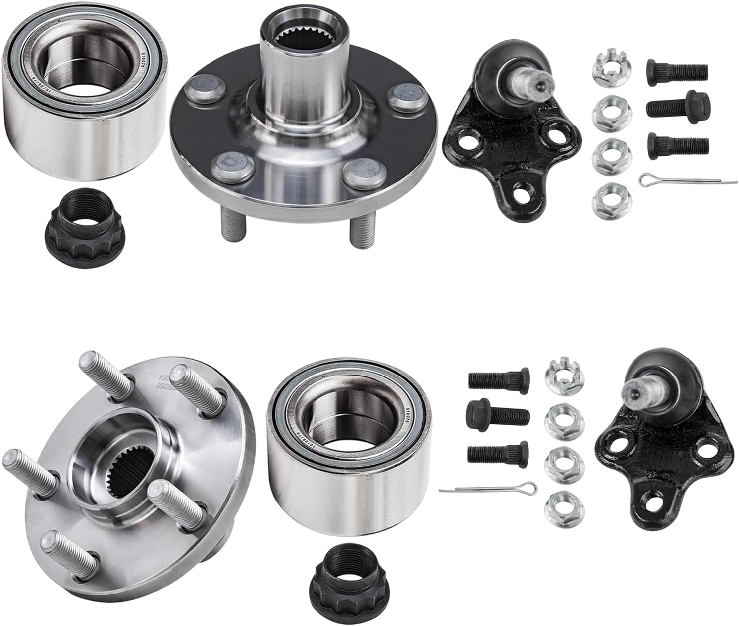 4pc Front Wheel Hub and Bearings Lower Ball Joints Suspension Kit