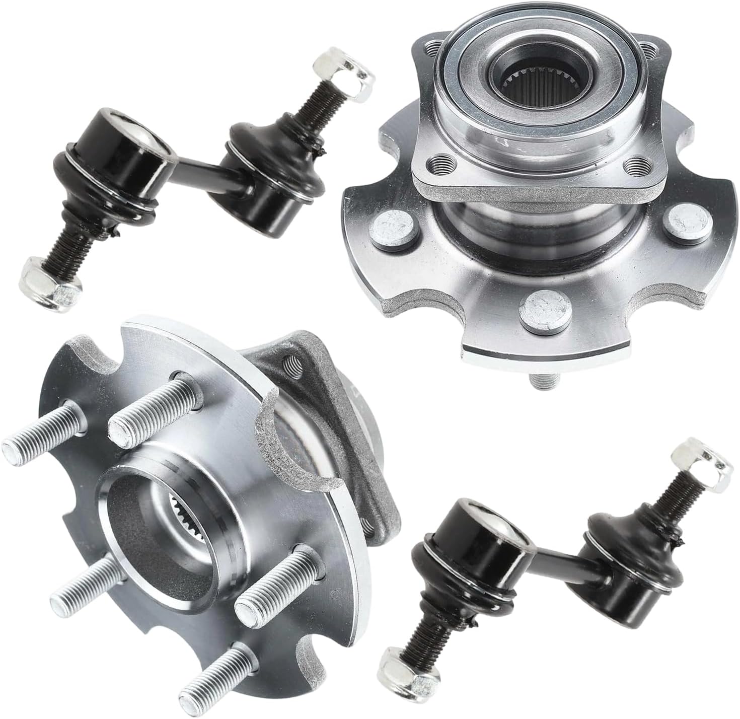 4pc Rear Wheel Hub and Bearings Sway Bar Links Suspension Kit