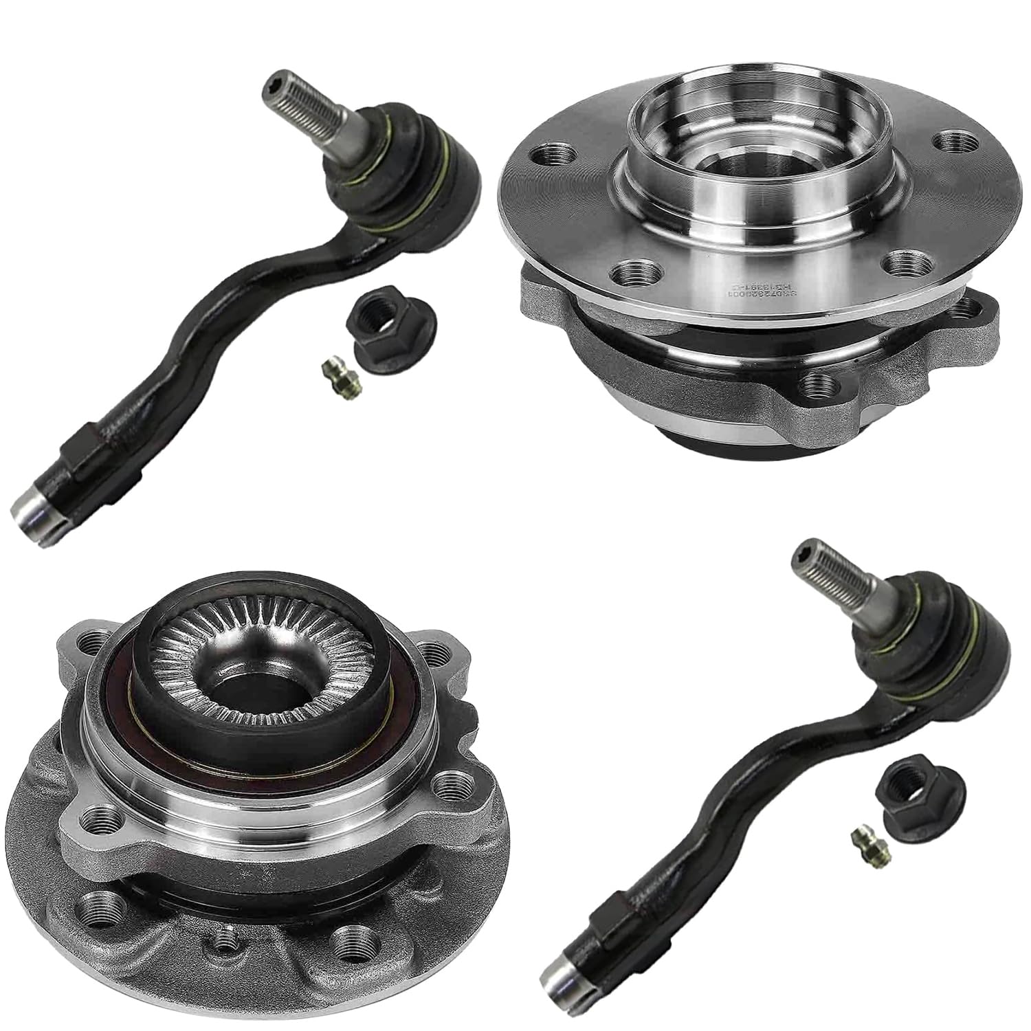 4pc Front Wheel Hub and Bearings Outer Tie Rods Suspension Kit