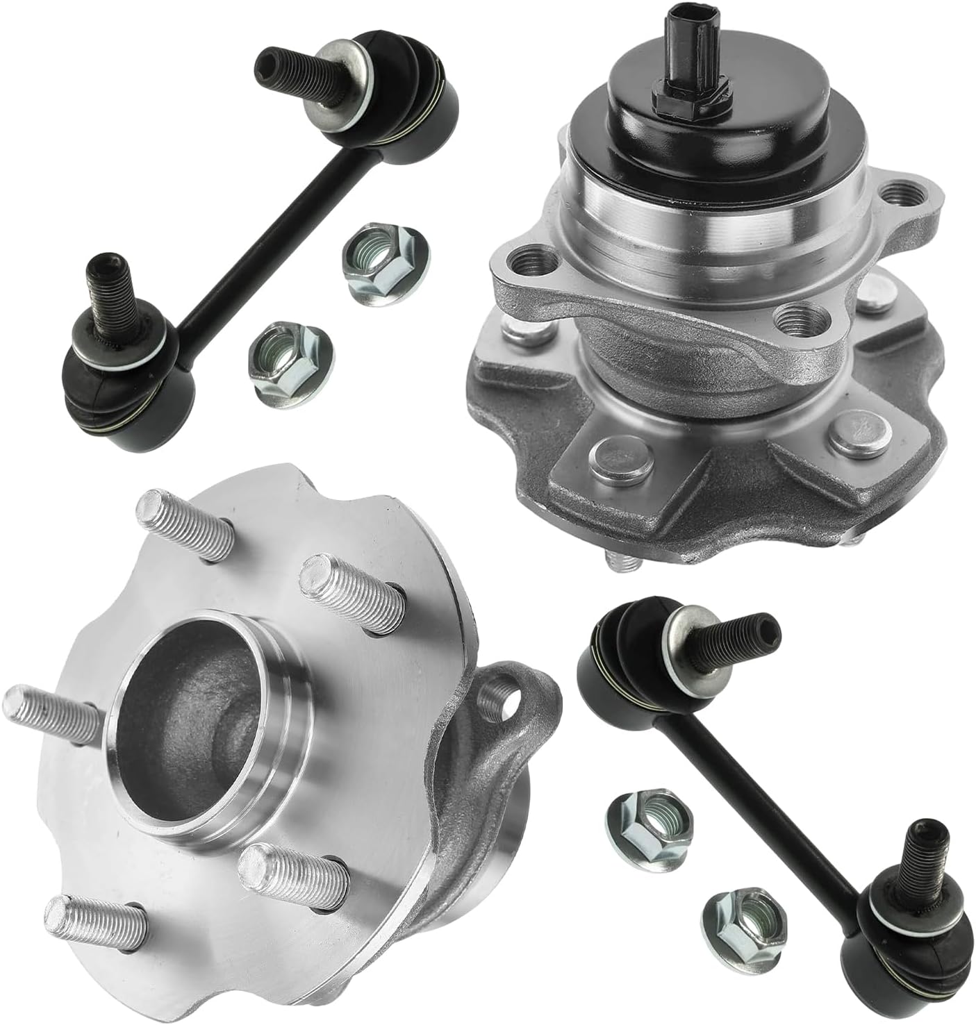 4pc Rear Wheel Hub and Bearings Sway Bar Links Suspension Kit