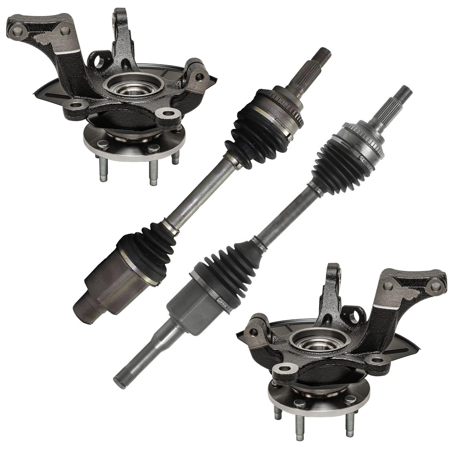 4pc Front CV Axles Steering Knuckles and Wheel Hub Bearings Kit