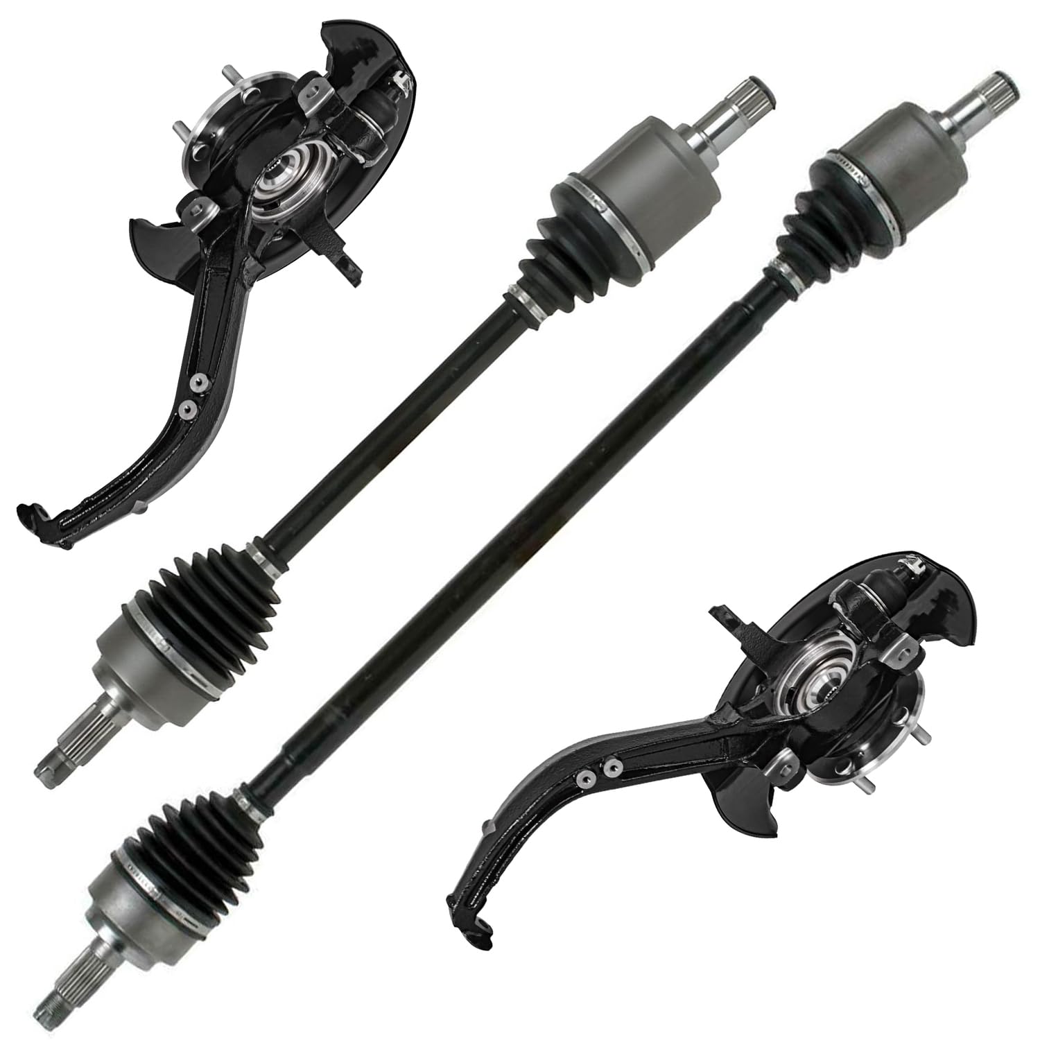 4pc Front CV Axles Steering Knuckles and Wheel Hub Bearings Kit