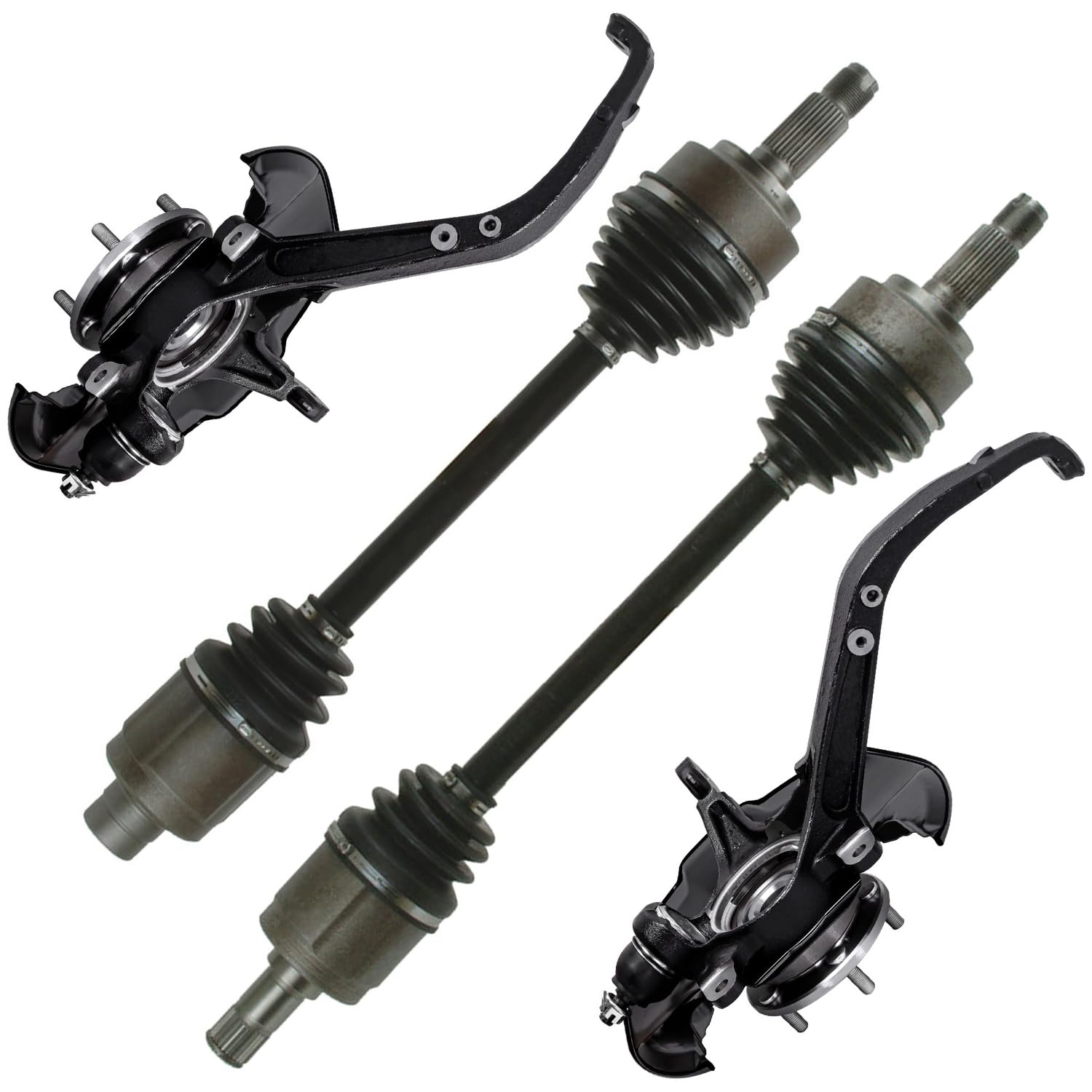 4pc Front CV Axles Steering Knuckles and Wheel Hub Bearings Kit