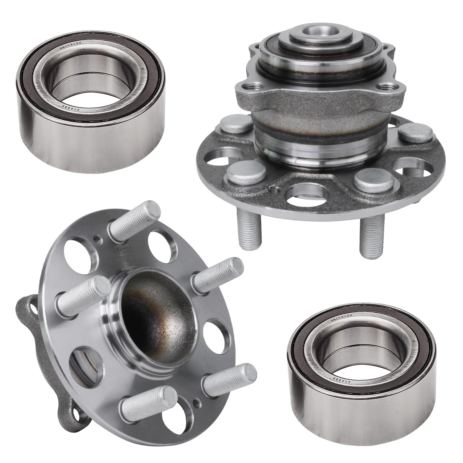 4pc Front Wheel Bearings Rear Wheel Hub and Bearings Kit
