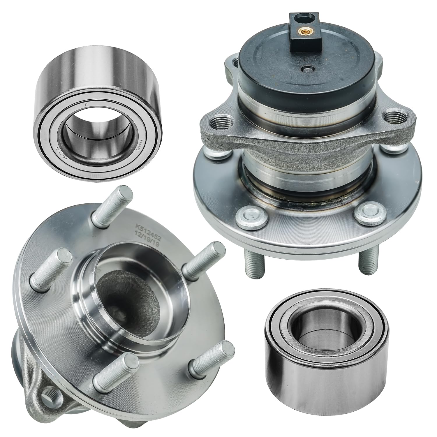 4pc Front Wheel Bearings Rear Wheel Hub and Bearings Kit