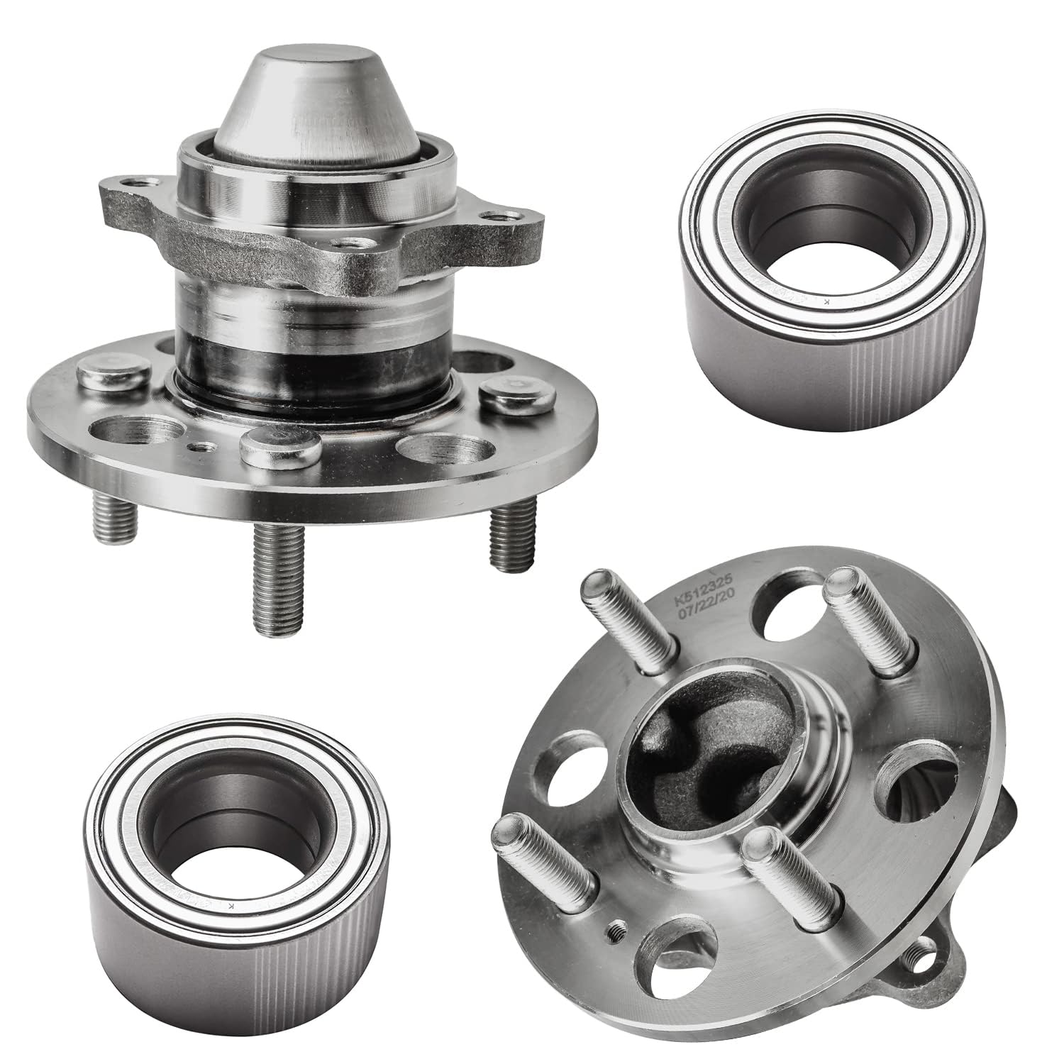 4pc Front Wheel Bearings Rear Wheel Hub and Bearings Kit