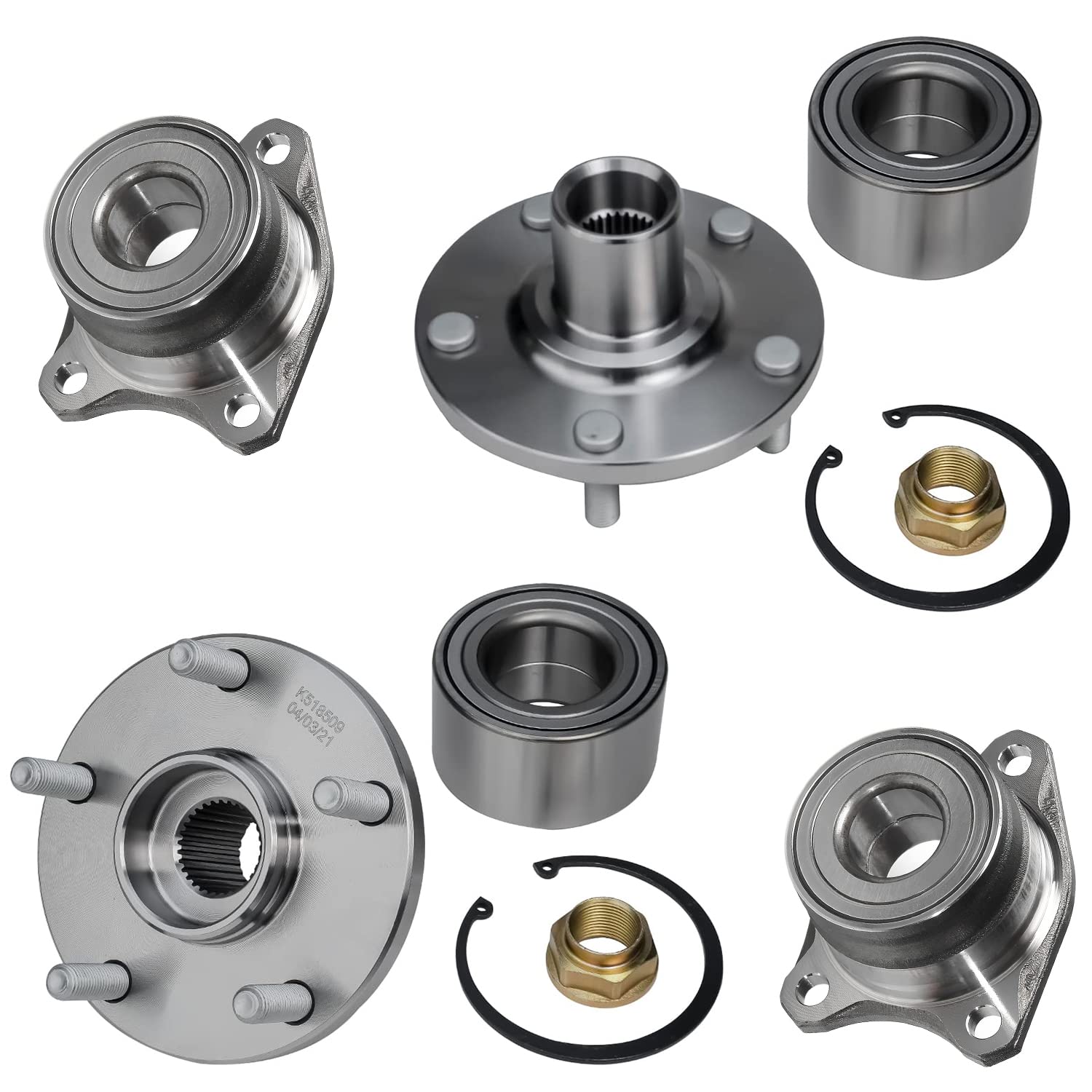 4pc Front Wheel Hub and Bearings Rear Wheel Bearing Modules Suspension Kit