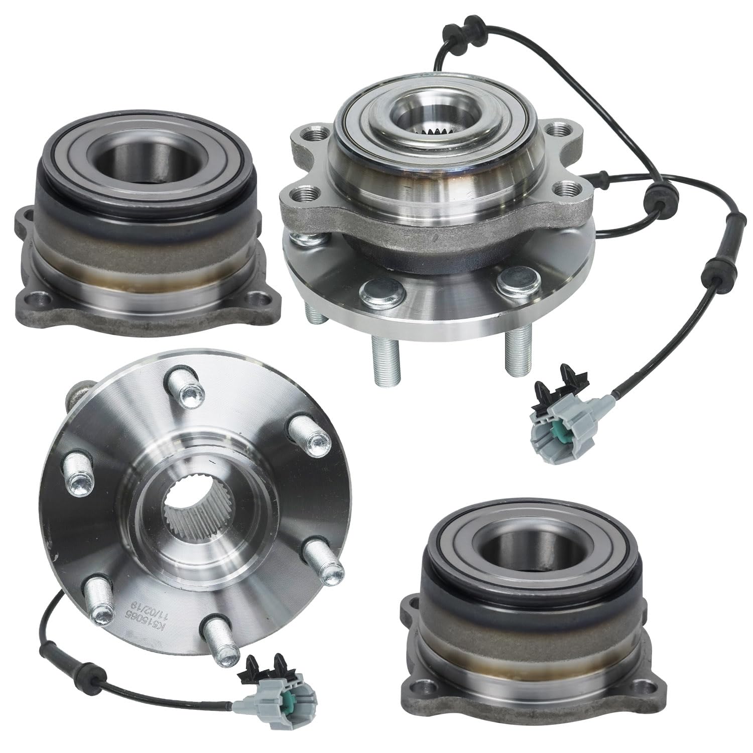 4pc Front Wheel Hub and Bearings Rear Wheel Bearing Modules Kit