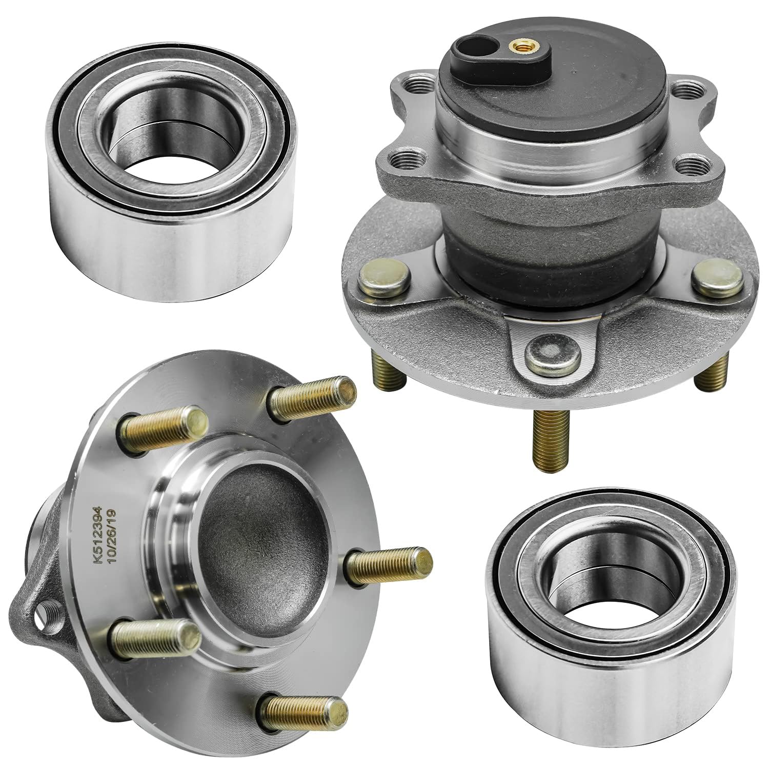 4pc Front Wheel Bearings Rear Wheel Hub and Bearings Kit