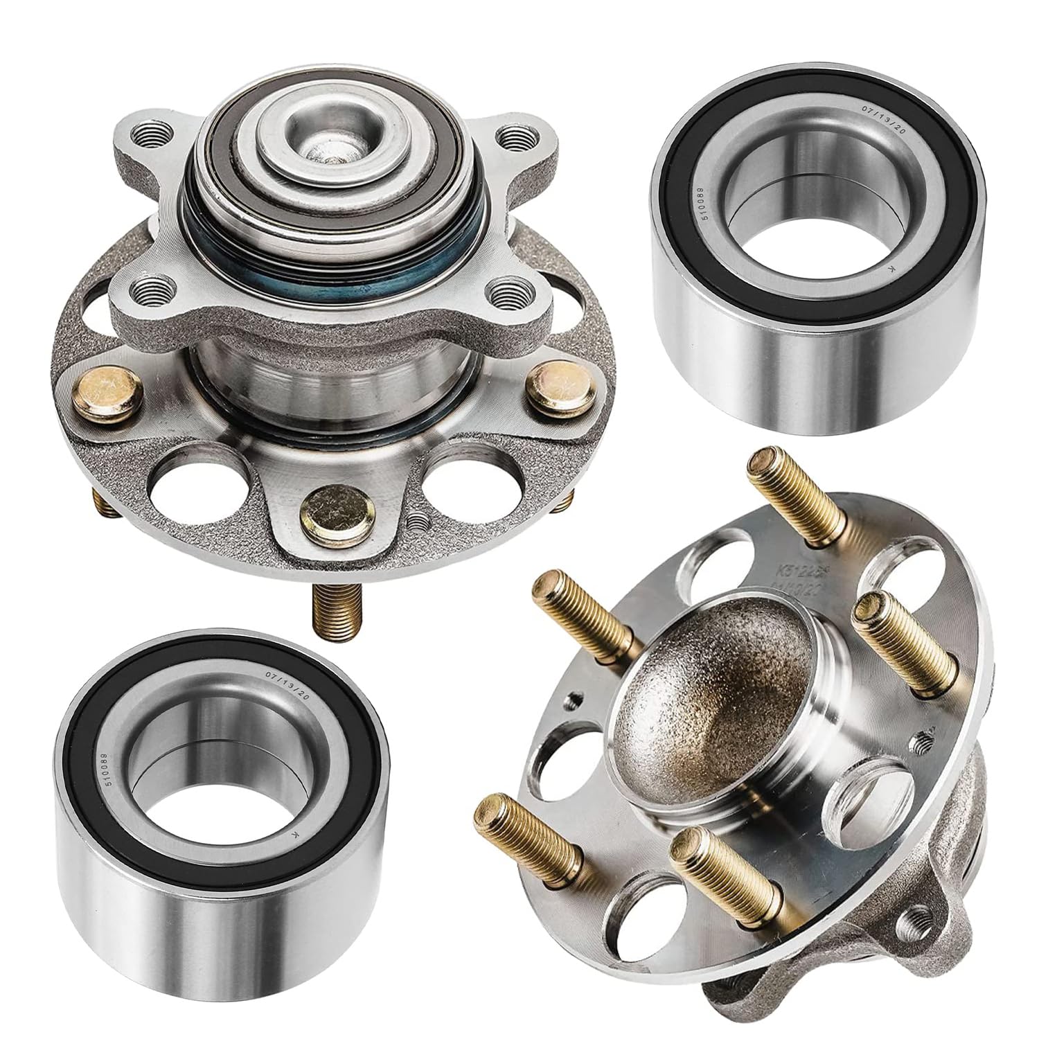 4pc Front Wheel Bearings Rear Wheel Hub and Bearings Kit