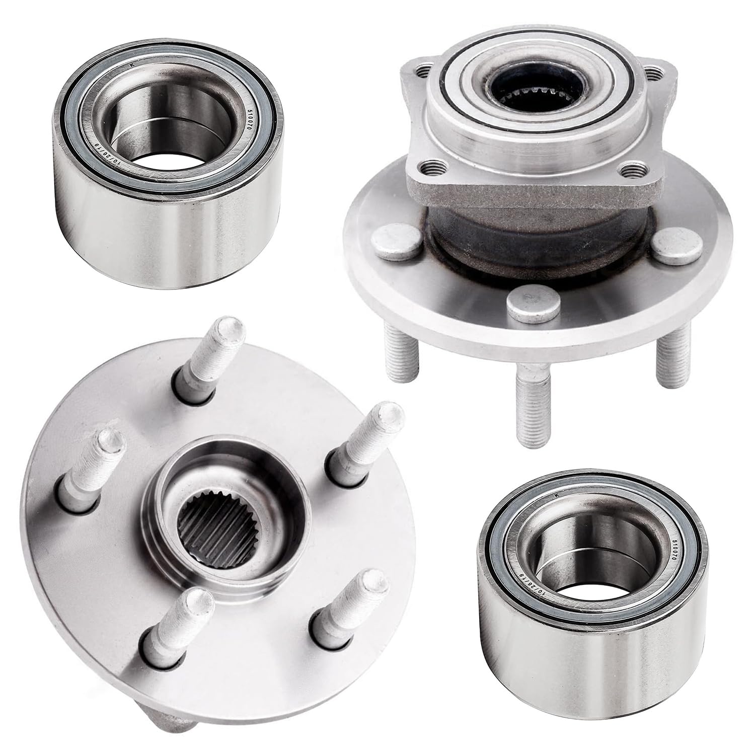 4pc Front Wheel Bearings Rear Wheel Hub and Bearings Kit