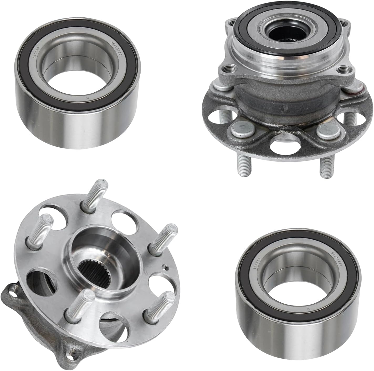 4pc Front Wheel Bearings Rear Wheel Hub and Bearings Kit