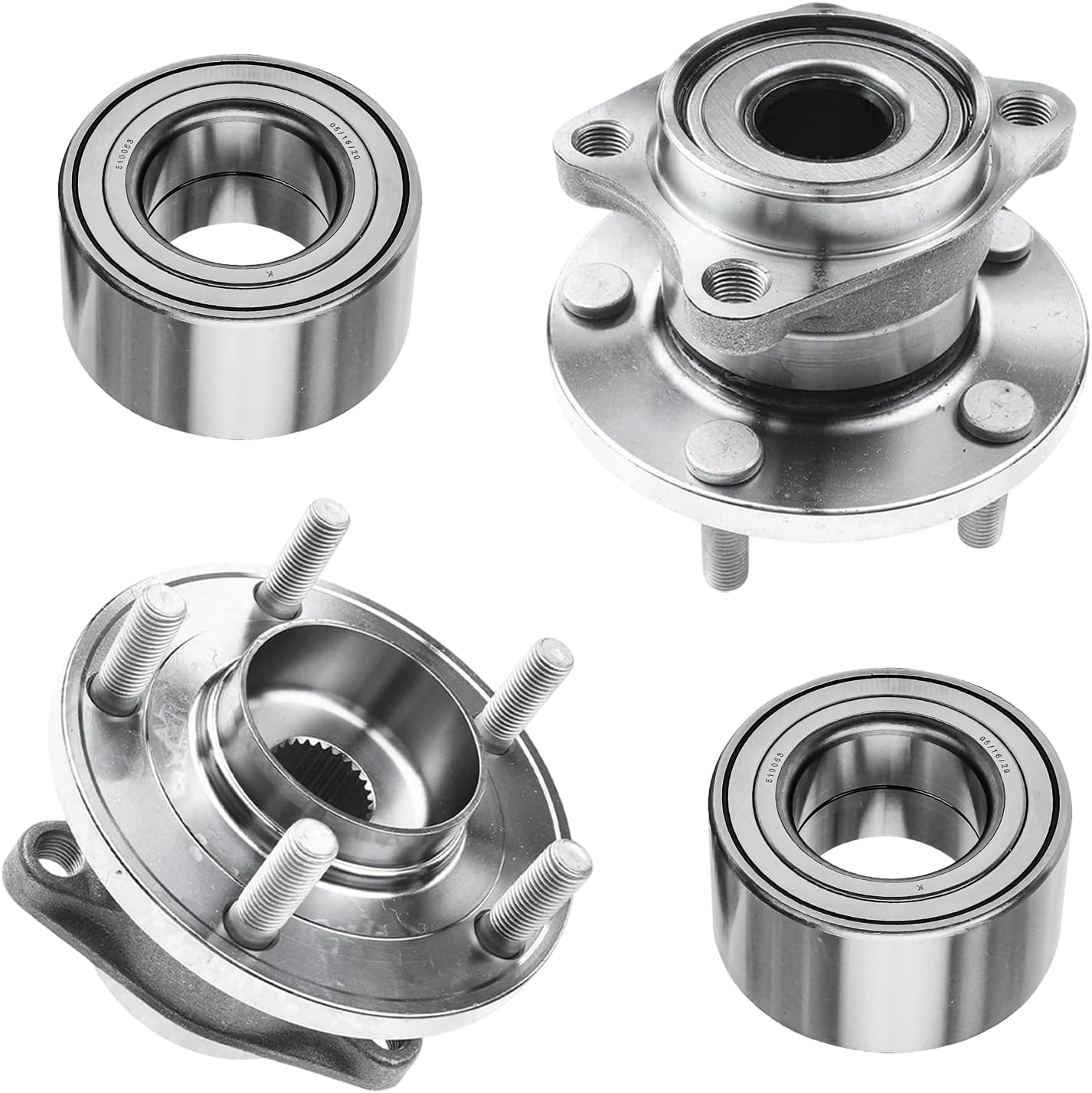4pc Front Wheel Bearings Rear Wheel Hub and Bearings Kit