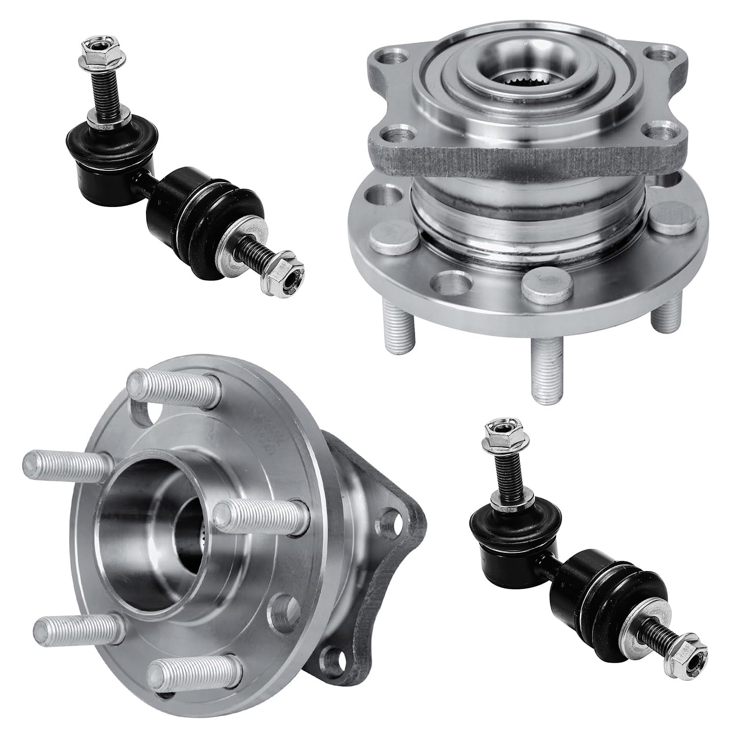 4pc Rear Wheel Hub and Bearings Sway Bar Links Suspension Kit