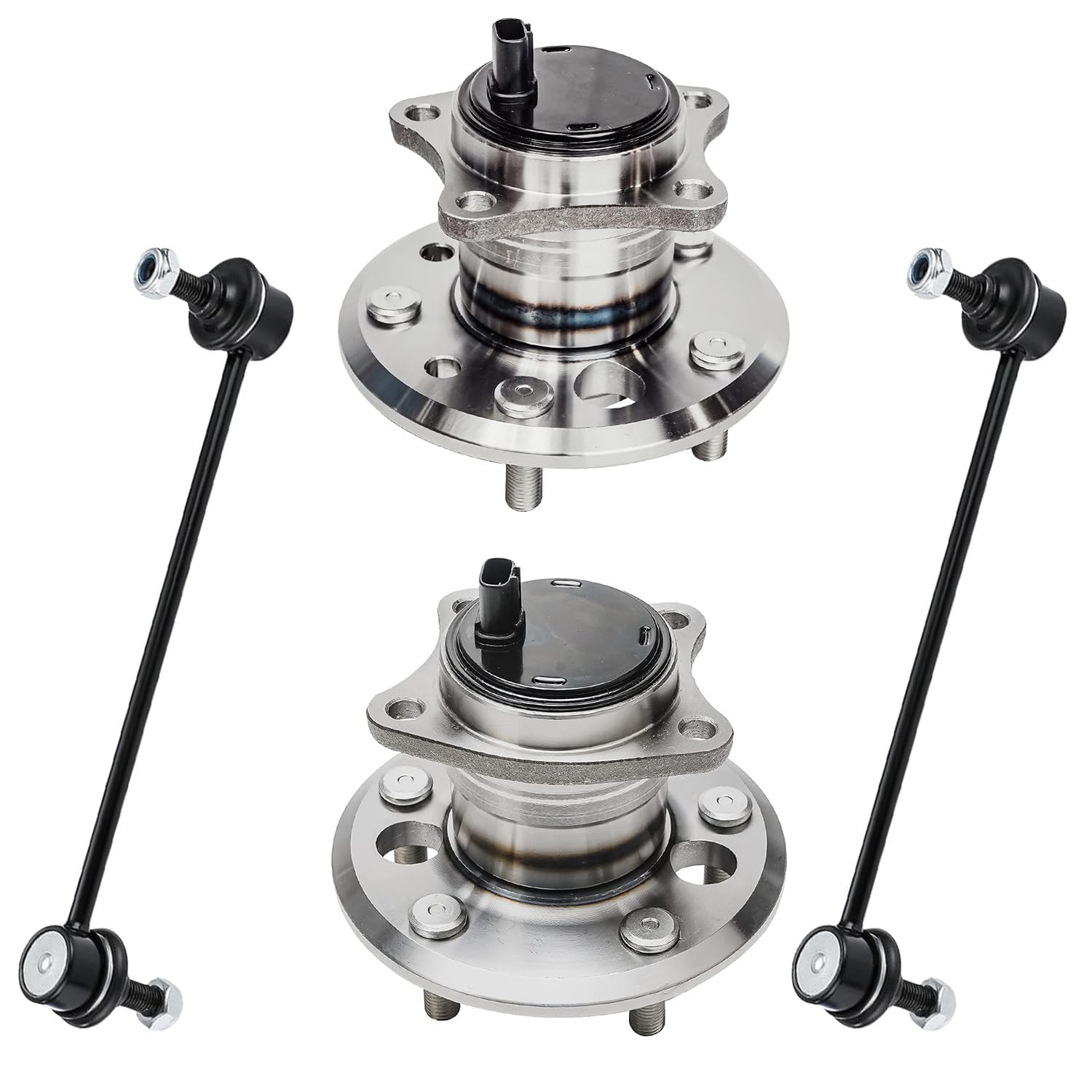 4pc Rear Wheel Hub and Bearings Sway Bar Links Suspension Kit