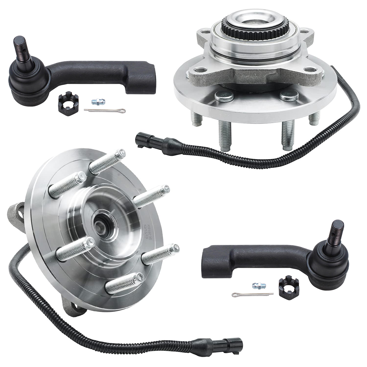 4pc Front Wheel Hub and Bearings Outer Tie Rods Suspension Kit