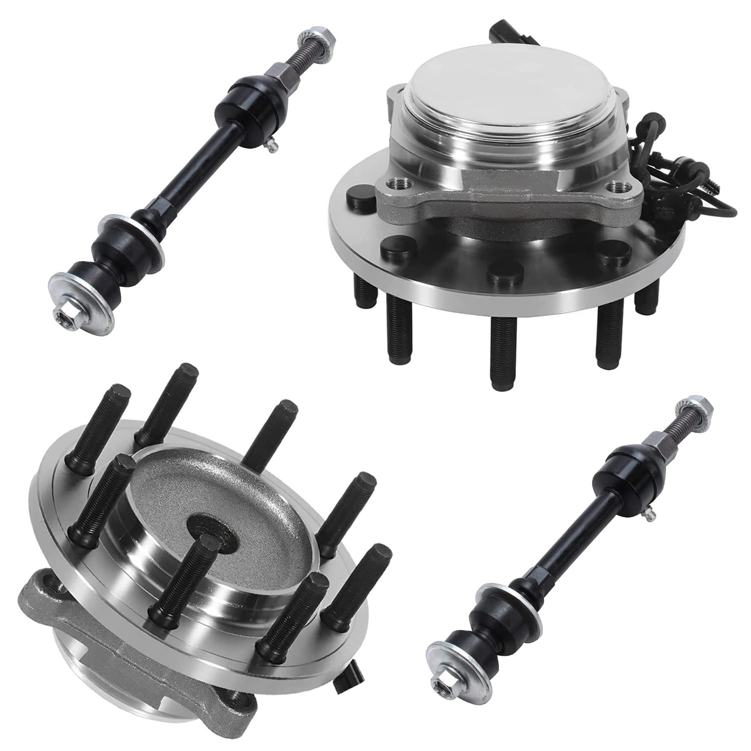 4pc Front Wheel Hub and Bearings Sway Bar Links Suspension Kit