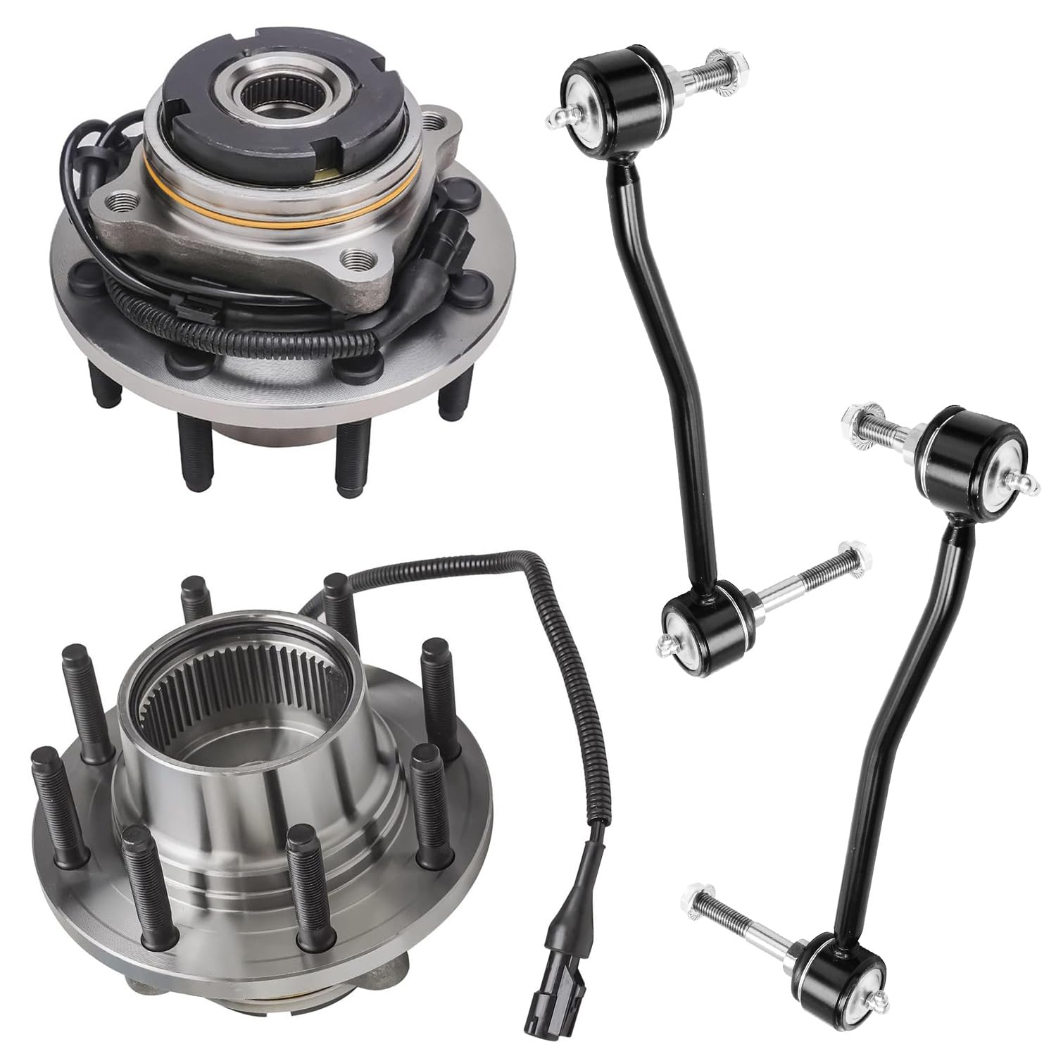 4pc Front Wheel Hub and Bearings Sway Bar Links Suspension Kit